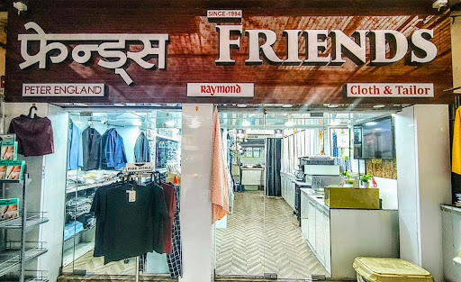 Friends Clothes and Tailor storefront in Thakur Village, with the shop sign and clothing displays